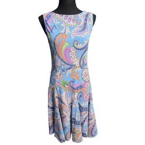 Lauren Ralph Lauren Paisley Print Fit Flare Dress Women M Multicolor Sleeveless